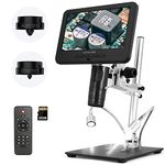 JOYALENS JL246M 3 Lens 7 inch LCD Soldering Digital Microscope, High Work Distance, Boom Arm Stand Vertical Horizontal Adjust, Multifunction Soldering, Coin Microscope, Biological Microscope, 32G Card