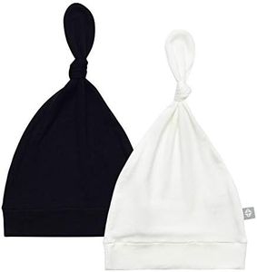 KYTE BABY Rayon Made from Bamboo Baby Beanie Hats Soft Knotted Caps - 2 Pack (3-6 Months, Midnight/Cloud)