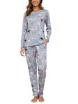 Reliwel Womens Cotton Pajamas Long Sleeve Sleepwear Cute Print Pyjama Femme 2 Pieces Soft Lounge Sets for Women