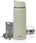 Mira Stainless Steel Insulated Tea Infuser Bottle for Loose Tea - Thermos Travel Mug with Removable Tea Infuser Strainer-18 oz, Sand