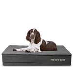 The Dog’s Bed Orthopaedic Dog Bed Large Grey Plush 101x64x15cm, Waterproof Memory Foam Dog Bed