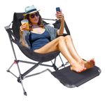 Nice C Hammock Camping Chair, Hammock Chair with Footrest, Camping Chair Rocker, Swinging Chair, High Back with Stand, Cup Holder (1-Pack with Footrest)