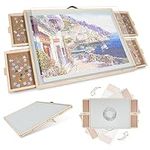 ALL4JIG 2-in-1 Tilting & Rotating Puzzle Board for Adults Gifts, Wooden Jigsaw Puzzle Table with 4 Drawers, Portable Puzzle Table with Lazy Susan and Cover, 26.4" x 34.4" for 1500 Pieces