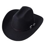 GRNUS Mens Felt Western Cowboy Hat Fedora Outdoor Wide Brim Cowgirl Hat for Women……, Black, One Size