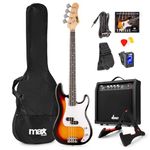 MAX GigKit Electric Bass Guitar Pack for Beginners - Sunburst with Gear, Bass Guitar Kit, Ideal Starter Set for New Musicians, Beginner Bass Guitar, Learner Bass Guitar, Bass Guitar Starter Pack