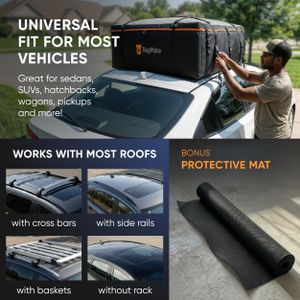 BagMate Roof Cargo Bag 23 cu ft – Waterproof Heavy-Duty 840D PVC, Fits All Cars & SUVs, Includes Mat & Storage Bag