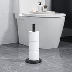 Free Standing Toilet Paper Holder Stand, 304 Stainless Steel Toilet Paper Storage Matte Black for Bathroom, Restroom