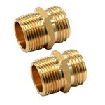 3/4” GHT Male x 3/4” NPT Male Connector, Brass Garden Hose Fitting, Adapter, Industrial Metal Brass Garden Hose to Pipe Fittings Connect (2 Pack)