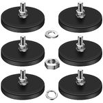 DIYMAG 6Pcs Rubber Coated Magnets, 30LBS Anti-Scratch Neodymium Magnet Base with M5 Threaded Studs and Nuts，Strong Magnets Hold The Base for Light Bar Mirror Camera Tool（6 Pack,1.69 Inch