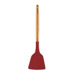 Spatlus Woodtula Silicone Spatula Turner Heat Resistant up to 445°F, Wooden Handle Flexible Non-Stick Non-Scratch Spatula, for Flipping Eggs, Burgers, Pancake, Omelet, Crepes and More 32 cm Red