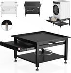 GAOMON 27"×16" Washer Dryer Pedestal, Heavy Duty Laundry Pedestal Base with Pull-Out Shelf, Adjustable Anti-Vibration Pads, Drain Pan & Hose, 800 lbs Capacity