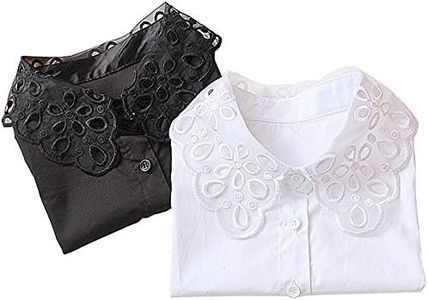 YEKEYI 2Pcs Lady Shirt False Collar Lace Half Shirt Detachable False Faux Collar Cuff Cotton Choker Tie