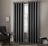 SPL Insulated Heavy Thermal Blackout Curtains Pair Ring Top Eyelet Darkening Curtain Panels (Grey, W 90 x L 108 inches)