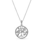 Pandora Moments Women's Sterling Silver Family Tree Hearts Cubic Zirconia Pendant Necklace, 80cm, No Box