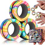 BUNMO Magnetic Rings Multicolored | Fidget Toys Adults | Magnetic Fidget Rings | Endless Hours of Fun | Spin, Connect & Play | Addictive Fidget Toy for Boys & Girls | Great Teen Gift