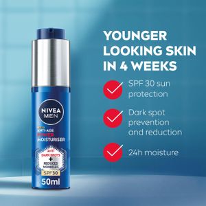 NIVEA MEN Anti-Age 2in1 Moisturiser 50ml – SPF 30, Thiamidol, Hyaluronic Acid