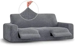 PAULATO BY GA.I.CO. Recliner Sofa Cover - Reclining Couch Slipcover - Soft Polyester Fabric Slipcover - 1-Piece Form Fit Stretch Furniture Protector - Velvet Collection - Grey (Recliner Sofa)