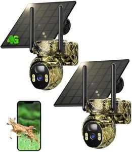 LIWAN Cellular Trail Cameras 2 Pack, 4G LTE Game Cameras, 2K HD Trail Cam with Solar Power, 360° Live View Wildlife Camera Outdoor Built-in SIM Card, PIR Motion Detection IP66 Waterproof