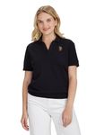 U.S. POLO ASSN. Women's Contrast Logo Crop Polo Shirt (UWSS23TSH011_Black_S)