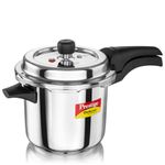 Prestige 3.5 Litre Stainless Steel Deluxe Alpha Svachh Outerlid Pressure Cooker |Deep lid for spillage control|10 years warranty|Gas & Induction compatible|Gasket release system|ISI Certified