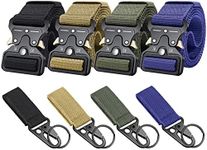 Ginwee 4-Pack Tactical Belt,Military Style Belt, Riggers Belts for Men, Heavy-Duty Quick-Release Metal Buckle with Extra Molle Key Ring Holder Gears