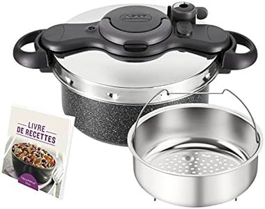 Seb Clipsominut'Ultra Resist Finition Pierre Cocotte-minute 5 L + livre recettes, Autocuiseur induction, Effet Pierre, Utilisation simple, Fabriqué en France P4705105
