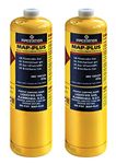 2 x Mapp Gas / Map Gas Pro Plus Gas Torch Canister Cartridge Disposable Cylinder Gas Bottle for Gas Blowtorch Blow Torch with Gas Included Plumbers Soldering Torch 20% Hotter Ideal for Propane Torch