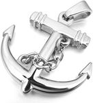 INBLUE Anchor Necklace for Men Women Boys Girls Stainless Steel Pendant Sailor Nautical Navy Anchor Cross Style Jewelry Friends Birthday Gift with 23 Inches Chain, Stainless Steel,