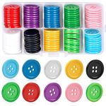 Doryum 100 PCS Colorful Buttons, 20mm 4 Hole Round Resin Button, 10 Colors Sewing Buttons Craft Buttons Colorful Round Clothes Button with Storage Box for DIY Craft, Sewing, Replacement