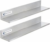 SWOTCATER Stainless Steel Wall Shelf 8.6"x30" 80LB, 2 Packs L-Shaped Commercial Wall Mount Floating Shelving for Kitchen, Restaurant, Home