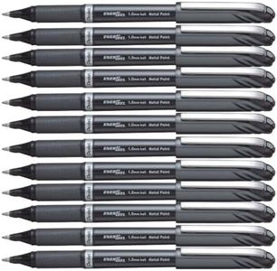 Pentel EnerGel Liquid Gel Pen 1.0mm Bold Nib Capped Black Ink, Box of 12 Pens (BL30-A)