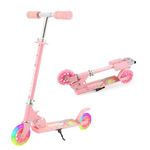 TENBOOM Scooter For Kids Ages 4-7 Boys Girls With Led Light Up Wheels, 2 Wheels Kick Scooter Micro Kids Scooter With Adjustable Handlebar Rear Brake for Kids Ages 3-10, Candy Pink