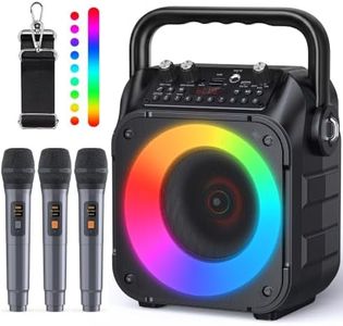 Karaoke Machine, Portable Bluetooth Speaker with 3 Wireless Microphones for Adults & Kids with Lights, Karaoke Microphone with PA System Supports USB/TF/FM/AUX for Home Party Home System Packages