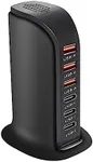 6-Port USB Wall Charger Desktop Charging Station Quick Charge 2.1,Compatible with lphone 13, 12, 11, XS, XR, X, SE, 8, 7, Ipads, Samsung Galaxy, Tablets and Other Electronics(Black)