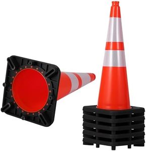 GarveeTech 8 Pack 28” PVC Traffic Cones, Heavy Black Base Orange Safety Cones with Reflective Collar for Parking Lot, Construction Work, Road Safety Weatherproof