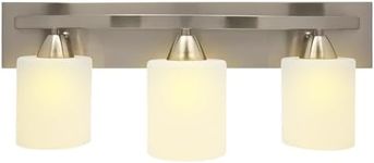 Dorence | Bathroom Vanity Light Bar | Interior Bathroom Lighting Fixtures with Modern Glass Shade | Bathroom Lights Over Mirror | (Brushed Nickel, 3 Lights, E26 100W LED, Bulbs not Included)