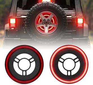 CAFOPAR Spare Tire Brake Light Fit for Jeep Wrangler 2007-2017 JK JKU YJ TJ, Tail Light Rear LED Ring Wheel Light Plug and Play Red Lens