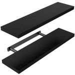 STOREMIC Floating Shelves Black Shelves 60cm, Set of 2 Shelves Easy to Install, Modern Decorative Wall Shelves with Large Storage for Bedroom, Bathroom, Home Office, Living Room