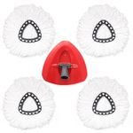 4Pcs Spin Mop Head Refills + 1 Mop Holder for Vileda, fit O-Cedar Spin Mop, Easy Wring Mop Replacement, Microfiber Triangle Replacement Pads, White Color (Pack4 * 1)