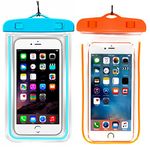 (2Pack) Universal Waterproof Case, Cellphone Dry Bag Pouch Compatible with iPhone 7 6s 6 Plus, SE 5s 5c 5, Galaxy s8 s7 s6 Edge, Note 5 4,LG G6 G5,HTC 10,Sony Nokia up to 6.5" Diagonal-Blue+Orange