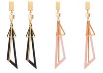 Nilu's Collection Fancy Hollow Triangle Long Geometric Drop Earrings for Girls, Women Combo (Pack of 2, Golden and Pink, Golden and Black) (Black & Pink)