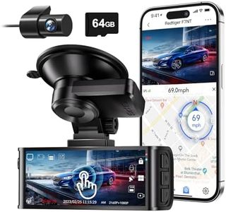 REDTIGER 4K Dash Cam Front and Rear, Touch Screen 3.18 Inch, Free 64GB Card, Car Dash Camera Built-in WiFi GPS, UHD 2160P Night Vision, WDR, Parking Monitor (F7N Touch)