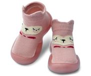 Dookeh Baby Shoes Boys Girls First Walking Shoes Non Slip Soft Sole Sneakers Toddler Infant Babygirl Sock Shoes (9-Pink, 12 Months)