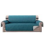 H.VERSAILTEX Sofa Covers Slipcovers 3 Seats Couch Covers Large Sofa Protector Cover Feature Water Resistant Soft Thick Foam Quitted Fabric with Non Slip Straps (Seat Width: 78", Dark Teal/Beige)