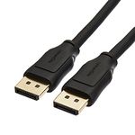 Amazon Basics DisplayPort 1.4 Cable, 32.4Gbps High-Speed, 8K@60Hz, 4K@120Hz, Dynamic HDR and 3D, Gold-Plated Plugs, 1.8 m, Black