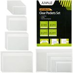 Juvale 30 Pieces Clear Adhesive Pockets for Planners and Binders, Peel and Stick Index Card and Photo Pockets, Office Notebook Folder Sleeves (4 Sizes)