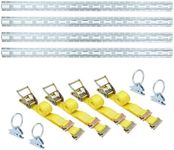 4 Pack Vertical E-Track Tie-Down Rail Kit, 12PCS 5FT E Track Rail Kit Includes 4 Steel Rails & 4 O-Rings & 4 Tie-Offs W/D-Ring,ETrack Bar Rails Versatile Trailer Securing for Trailers, Truck Bed