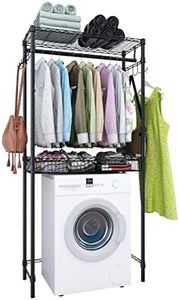 Xiofio Estante de Almacenamiento para Lavadora y Secadora, Cesta de Alambre de Altura Ajustable de 2 Niveles y Ganchos Laterales, estantes de lavandería utilizados para baño, Dormitorio, balcón,