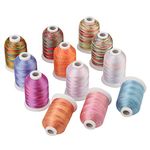 12 Multi Color Polyester Embroidery Thread 1000 Meters Each for Janome Brother Pfaff Babylock Singer Bernina Husqvaran and Most Home Embroidery Machines