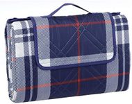 Azuma Family Picnic Blanket Waterproof Travel Rug Camping Mat Navy Check L 130x150cm